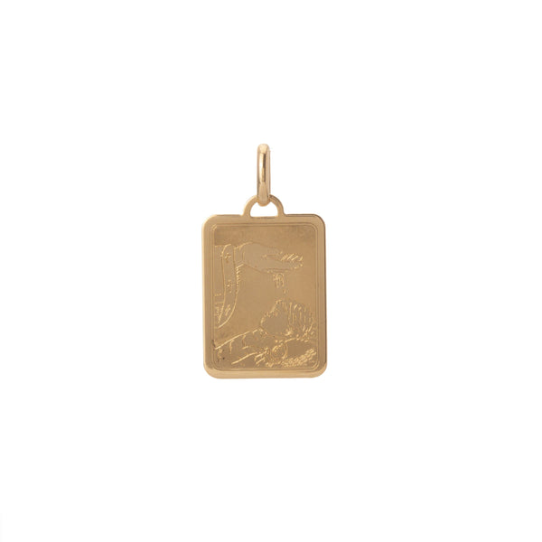 18k Yellow Gold Rectangular Baptism Pendant