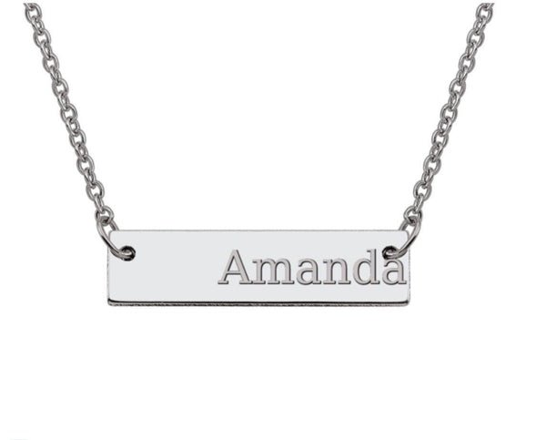 14k Rectangular name Bar Necklace