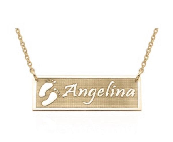 14k Dog Feet name Necklace