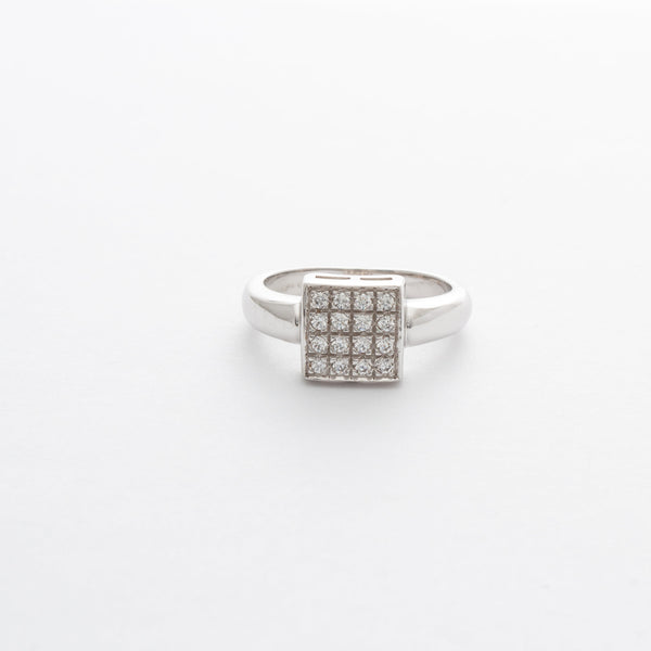 18k White Gold Linda Square Cubic Ring