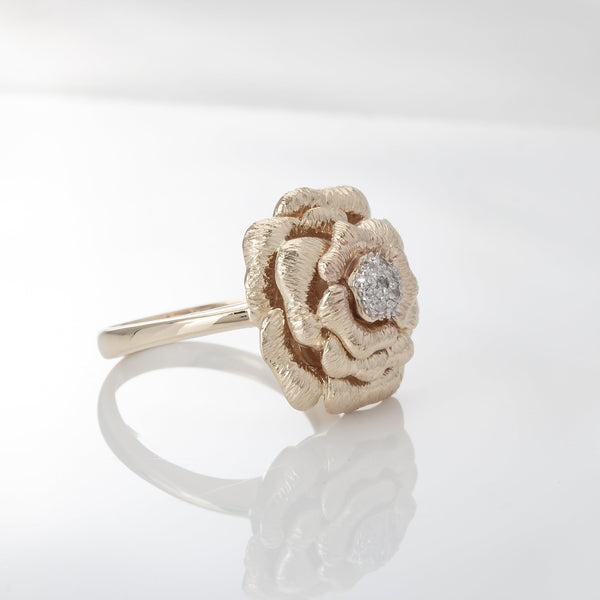 18k Yellow Gold (0.10 Ct. Tw.) Floral Handmade Ring