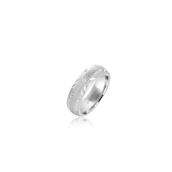 10k White Gold Diamond Cut Band (6mm)