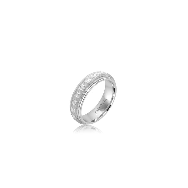 10k White Gold Diamond Cut Band (6mm)