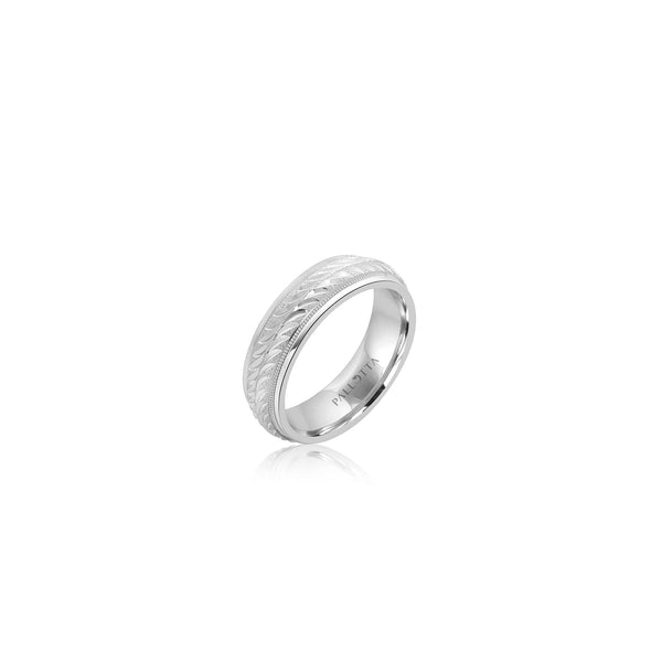 10k White Gold Diamond Cut Band (6mm)