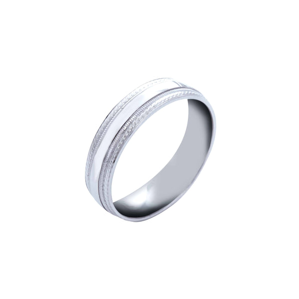 10k White Gold Diamond Cut Band (6mm)