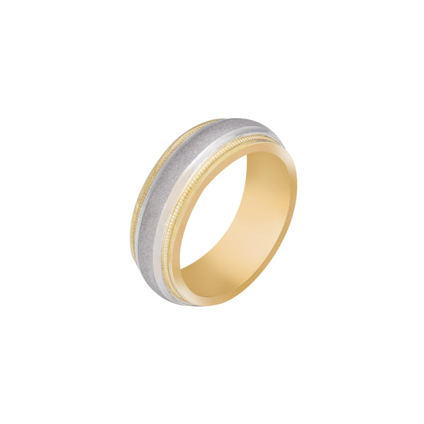 10k T-tone Carved Wedding Band (6mm)