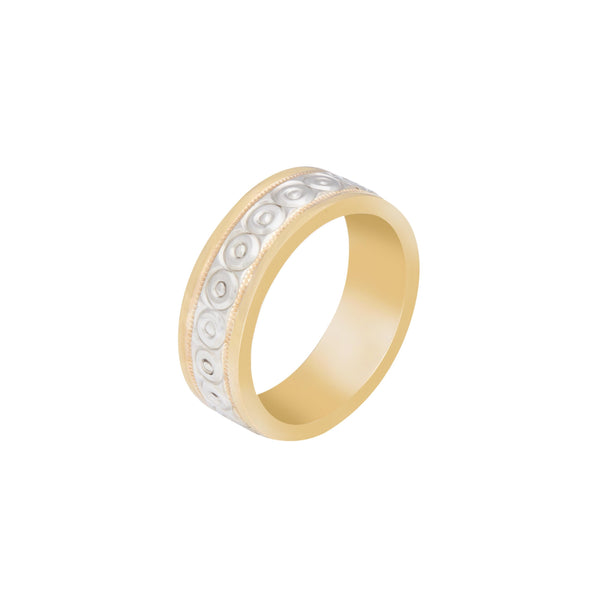 10k T-tone Carved Wedding Band (6mm)