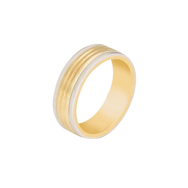 10k T-tone Carved Wedding Band (6mm)