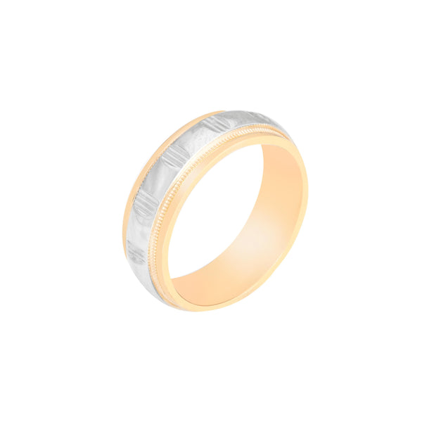 10k T-tone Carved Wedding Band (6mm)