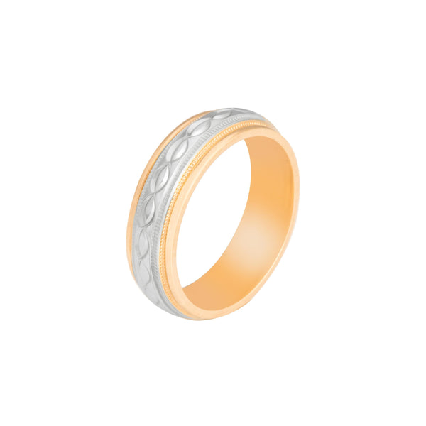 10k T-tone Carved Wedding Band (6mm)