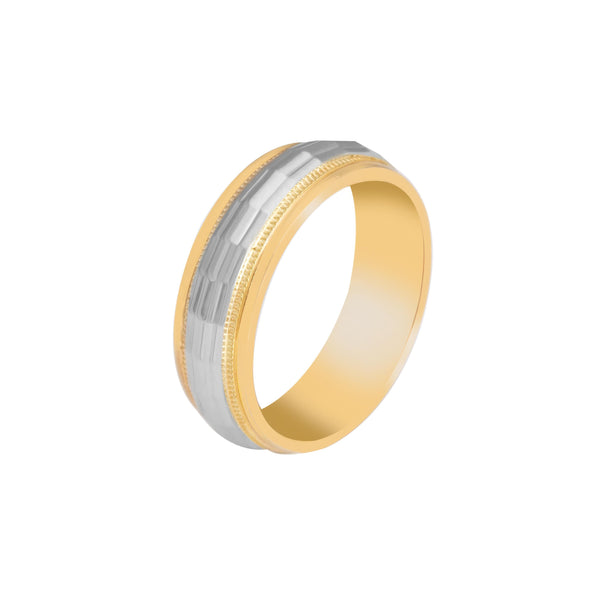 10k T-tone Carved Wedding Band (6mm)