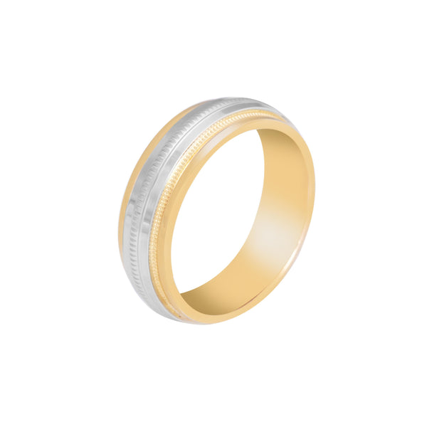 10k T-tone Carved Wedding Band (6mm)