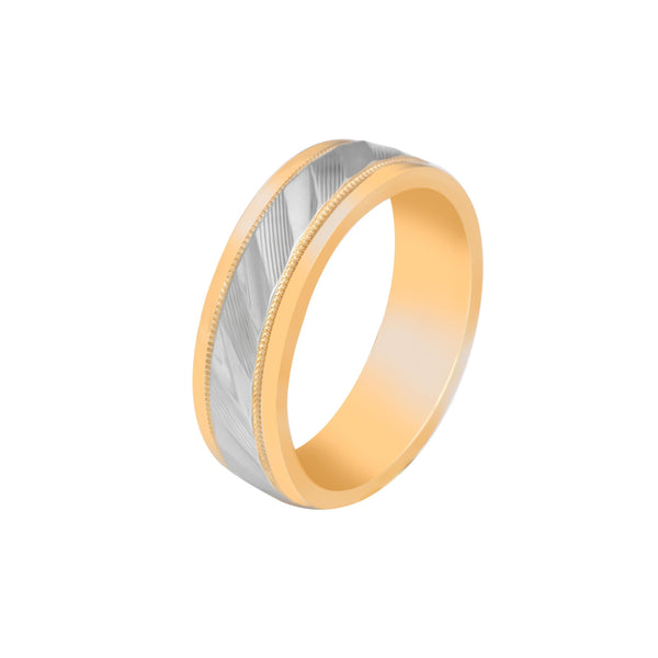 10k T-tone Carved Wedding Band (6mm)