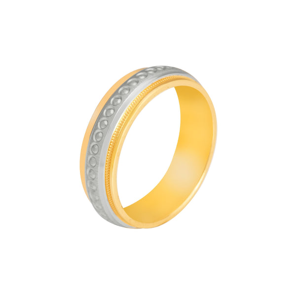 10k T-tone Carved Wedding Band (6mm)