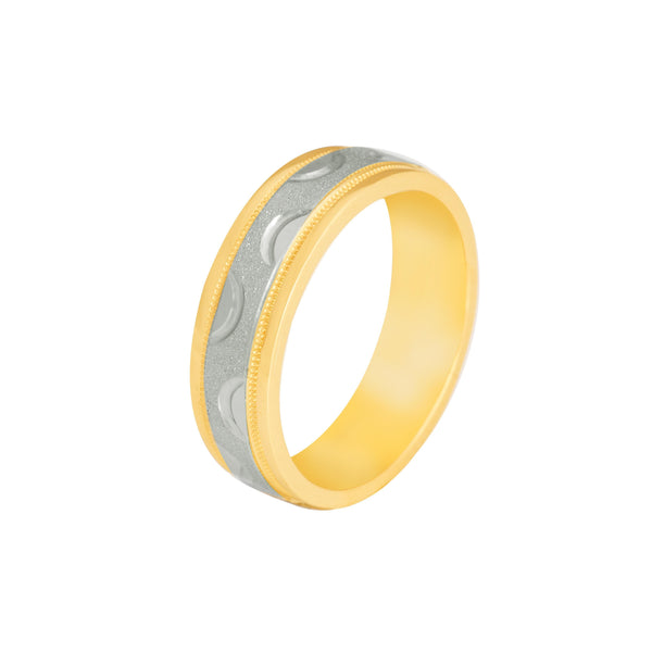 10k T-tone Carved Wedding Band (6mm)