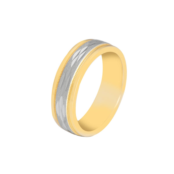 10k T-tone Carved Wedding Band (6mm)