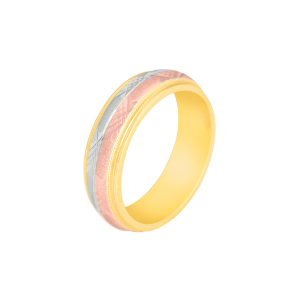 10k T-tone Carved Wedding Band (6mm)