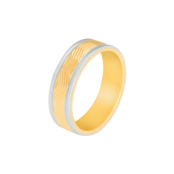 10k T-tone Carved Wedding Band (6mm)