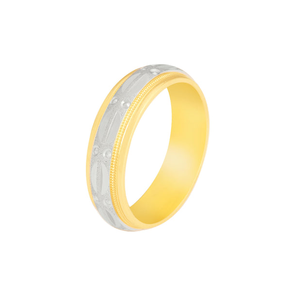 10k T-tone Carved Wedding Band (6mm)