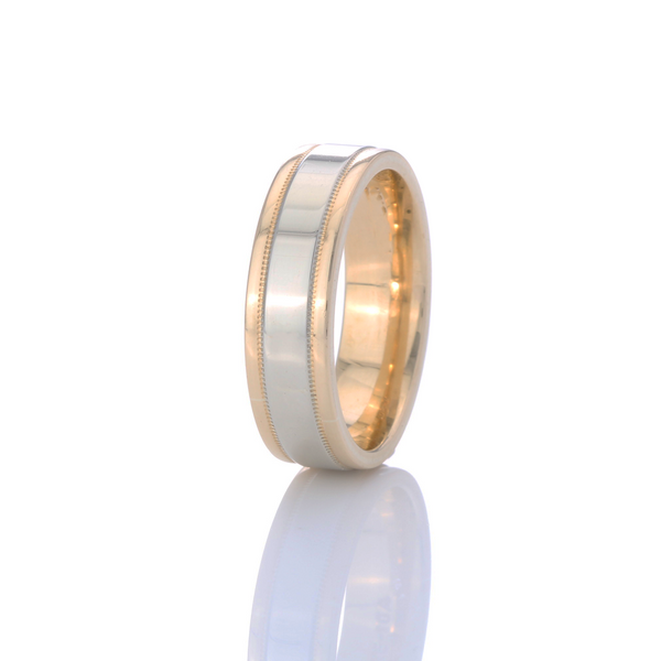 14k T-tone High Polished Men’s Wedding Band