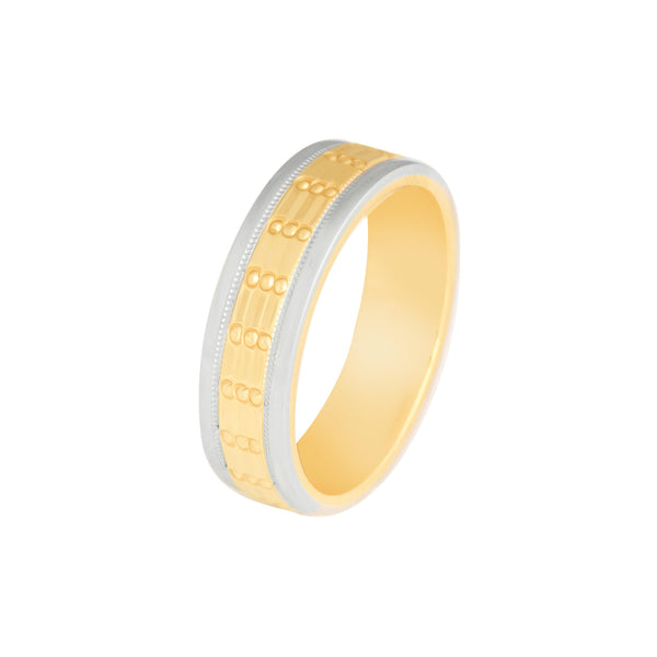 10k T-tone Carved Wedding Band (6mm)