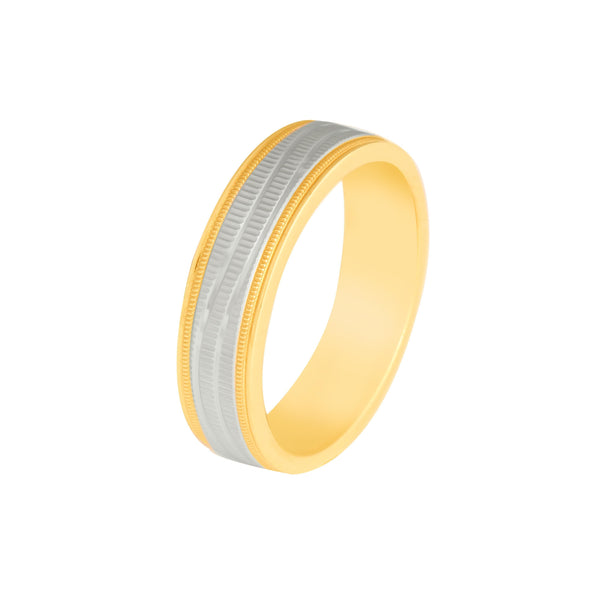 10k T-tone Wave Swirl Style Wedding Band (6mm)