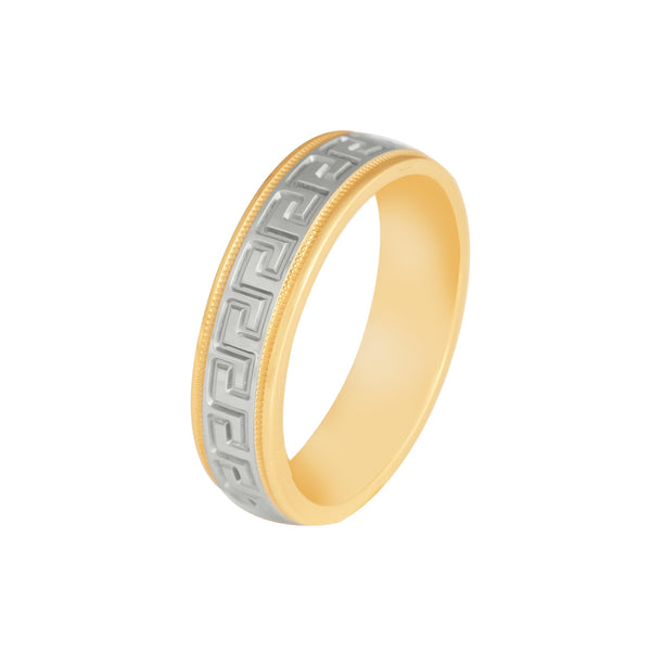 10k T-tone Carved Wedding Band (6mm)