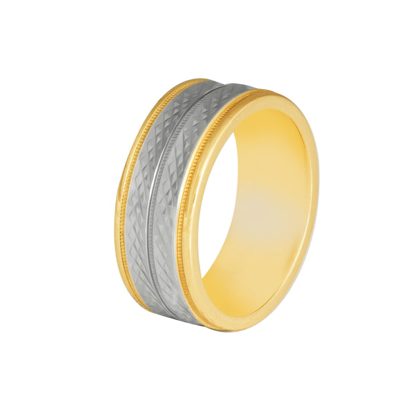 10k T-tone Carved Wedding Band (6mm)