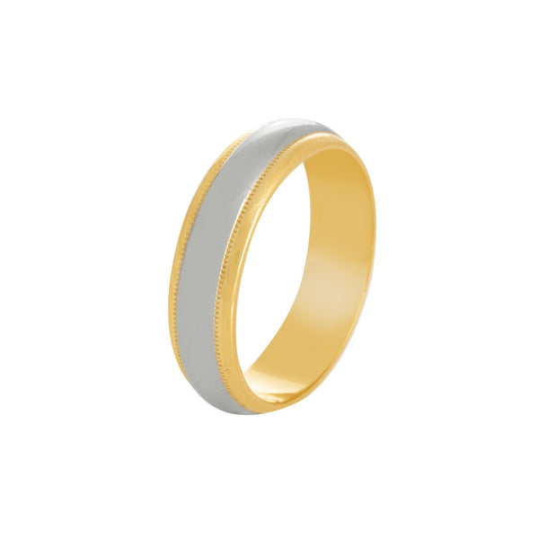 18k T-tone mill Wedding Band (6mm)