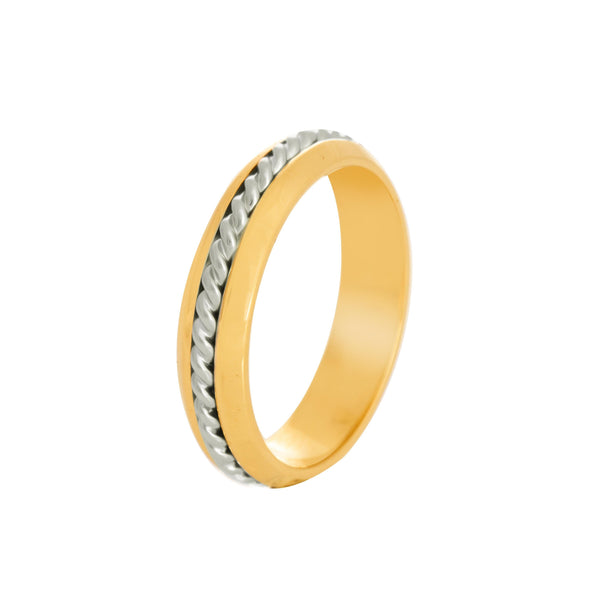 18k T-tone Rope Style Wedding Band (6mm)