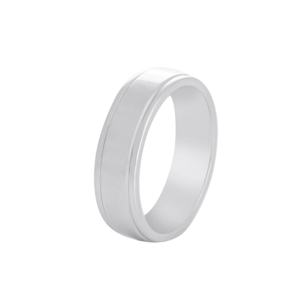 10k White Gold Grooved Wedding Band