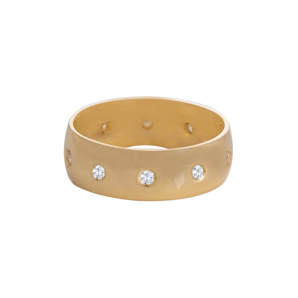 18k Yellow Gold Band Diamonds Wedding