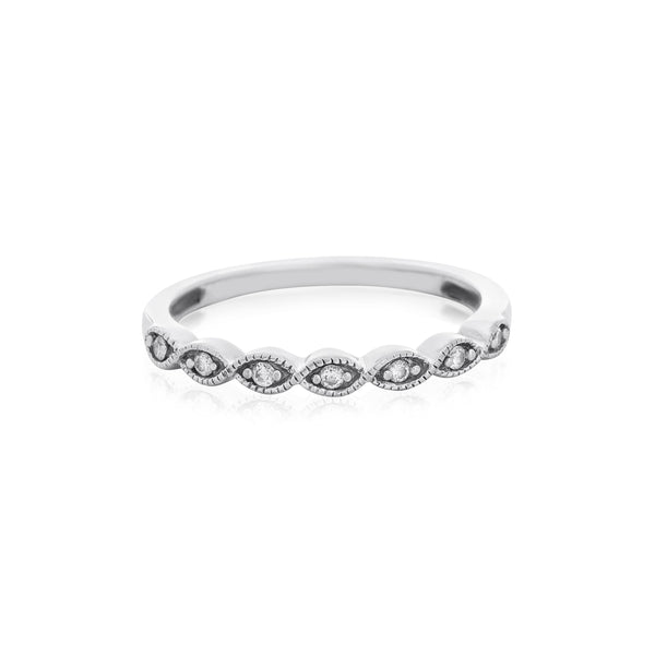 14k White Gold (0.14 Ct. Tw) Marquise Stacking Ring