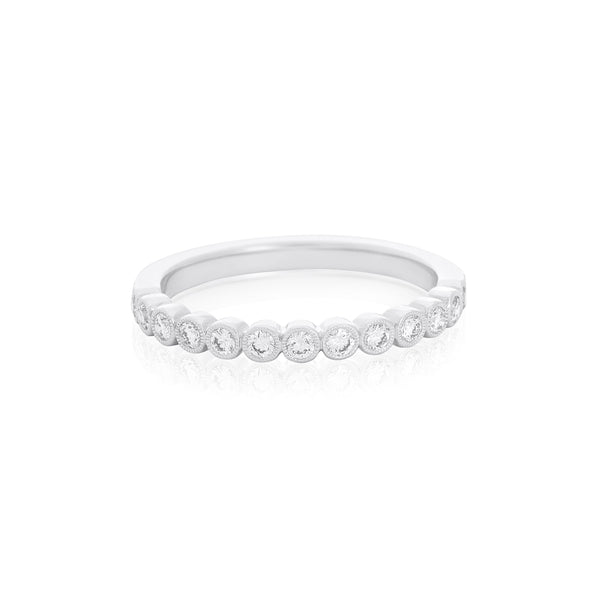 14k White Gold(0.32 Ct. Tw.) Diamond mill Edge Stacking Ring