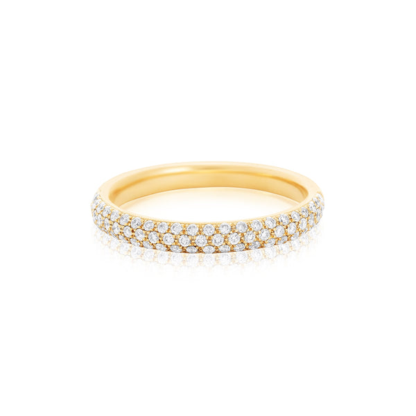 14k Yellow Gold (0.37 Ct. Tw.) Three Row Pave Wedding Band